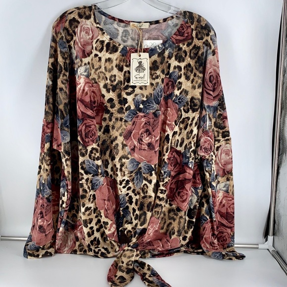 Entro Animal Print & Floral Oversized Front Tie - Picture 1 of 6